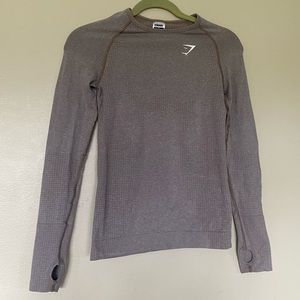 Gymshark Light Brown Seamless Vital Long Sleeve Shirt Size Medium EUC